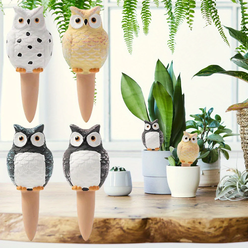 4pcs Self Watering Stake 4pcs Self Watering Owl Shaped Stake | Potted Plant Self Watering Spikes, Plant Care Tool Kit, Suitable for Indoor and Outdoor Plant